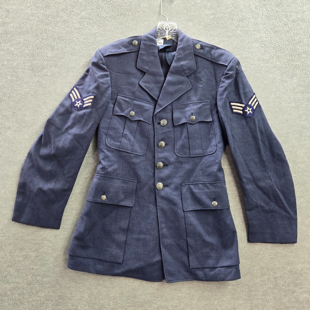 VINTAGE Air Force Men Jacket 36 Serge Blue Wool Korean War USAF 50s  READ